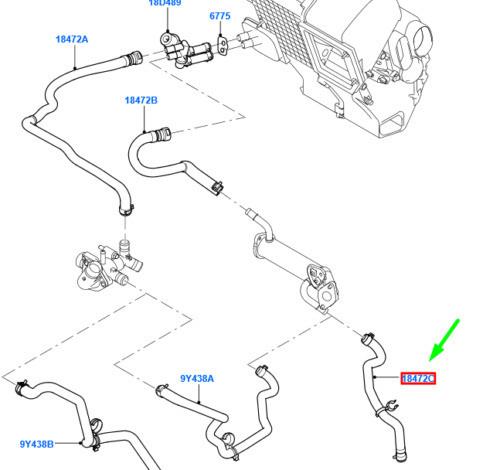 Ống nước từ két van ERG ra Ford Transit 2009 CH( ống dài)