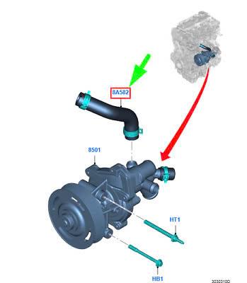 Ống nước đuôi bơm nước Ford Ranger 2012-2016, BT50 CH( ngắn)