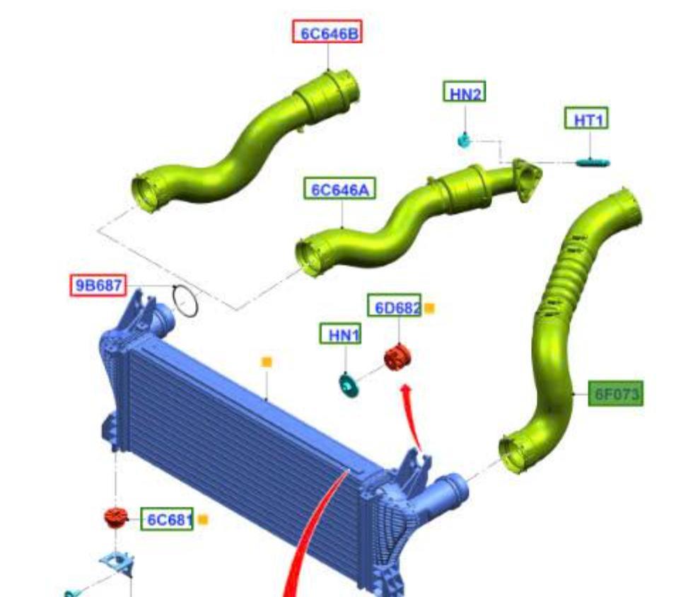Ống gió turbo Ford Ranger 2.0 2018-2022, Everest 2.0 2018-2022 CH( ống dài)