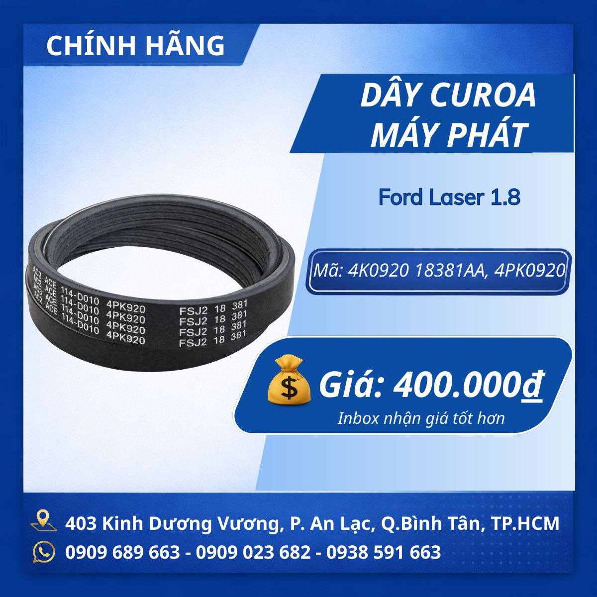 Dây curoa máy phát Ford Laser 1.8 CH