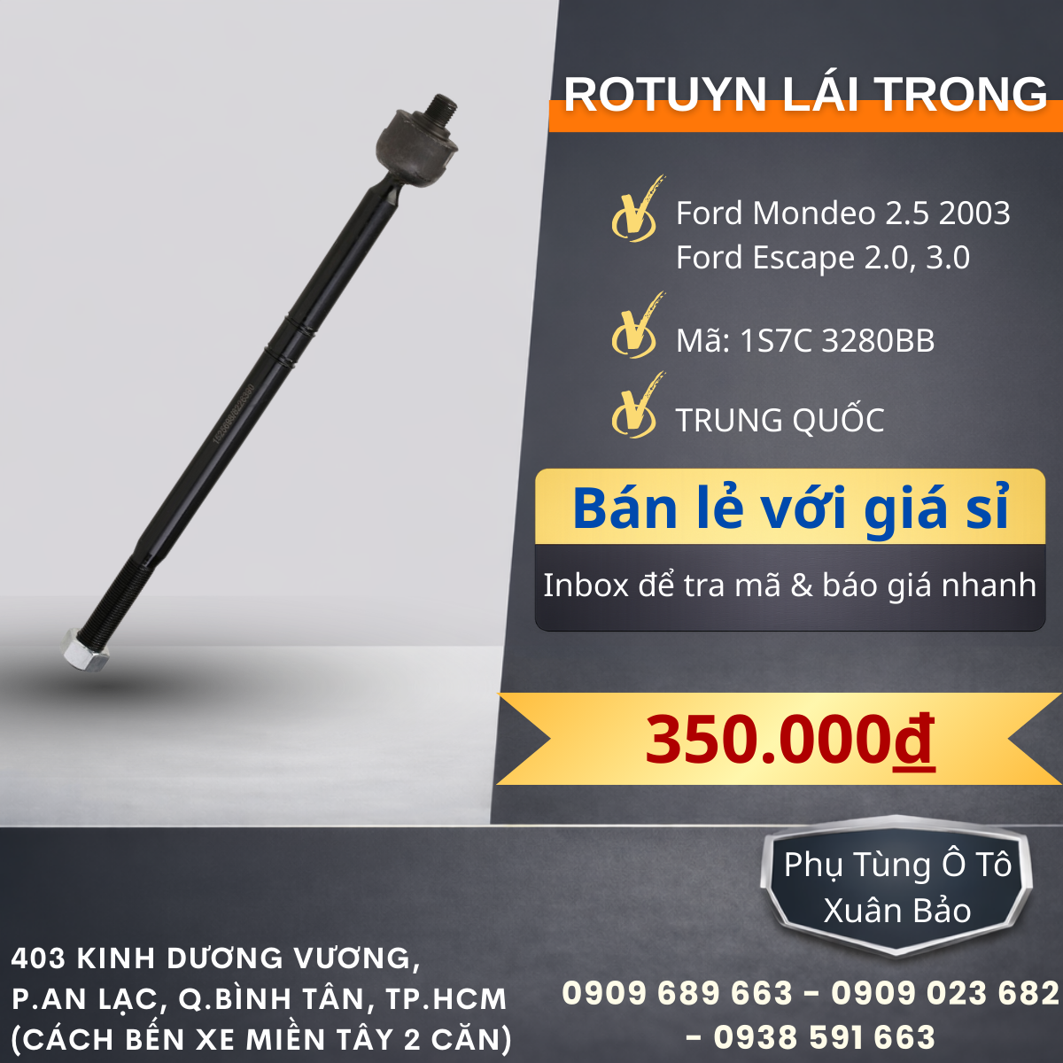 Rotuyn lái trong Ford Mondeo 2.5 2003, Escape 2.0, 3.0 LH/RH TH(14,15x16,15x340)