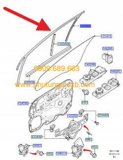 Ron kính cửa trước Ford Focus 2005-2011 LH CH