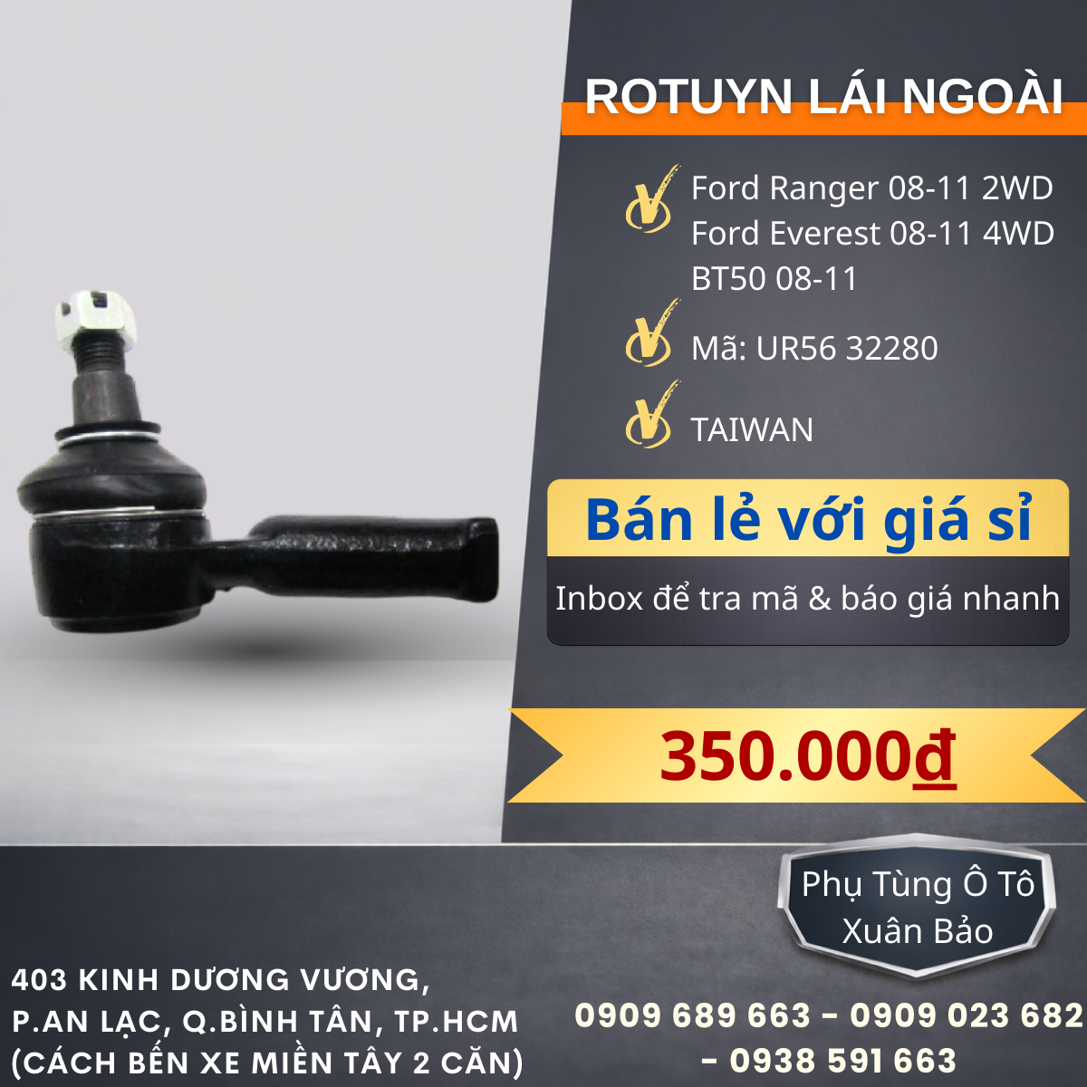 Rotuyn lái ngoài Ford Ranger 2008-2011 2WD, Everest 2008-20114WD, BT50 2008-2011 TH Ford Everest 2007