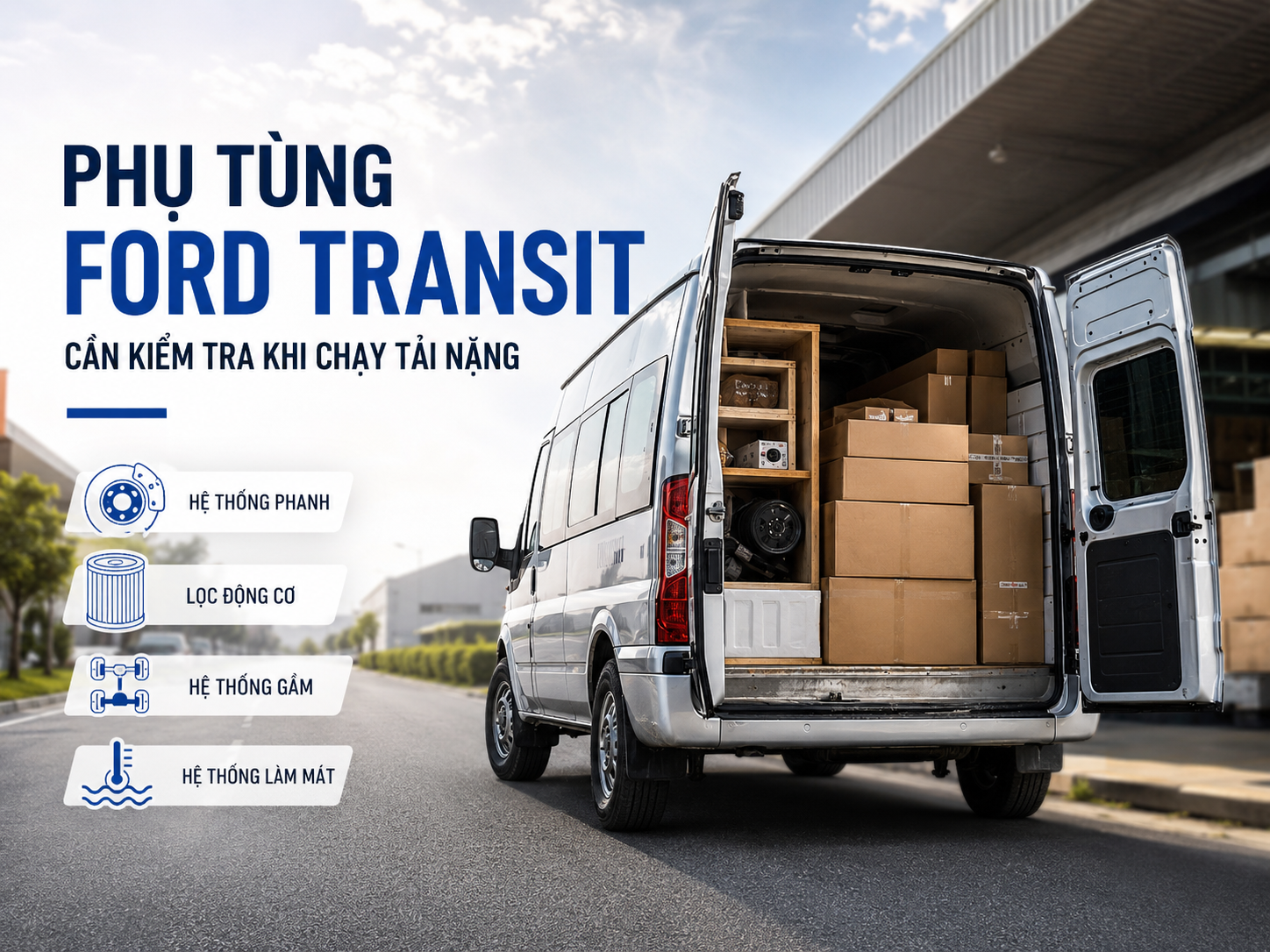 Phụ tùng Ford Transit nào cần kiểm tra khi xe chạy tải nặng thường xuyên?